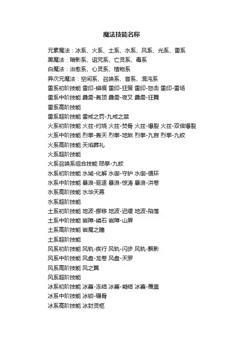 魔法技能名称
