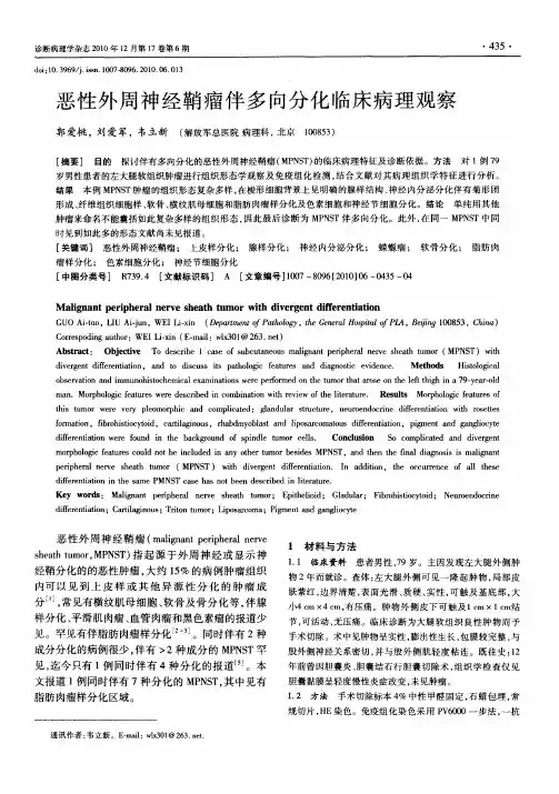 恶性外周神经鞘瘤伴多向分化临床病理观察