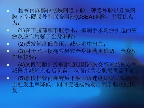 椎管内麻醉后的神经并发症名师编辑PPT课件
