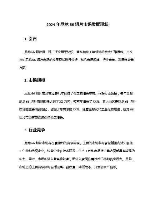 2024年尼龙66切片市场发展现状