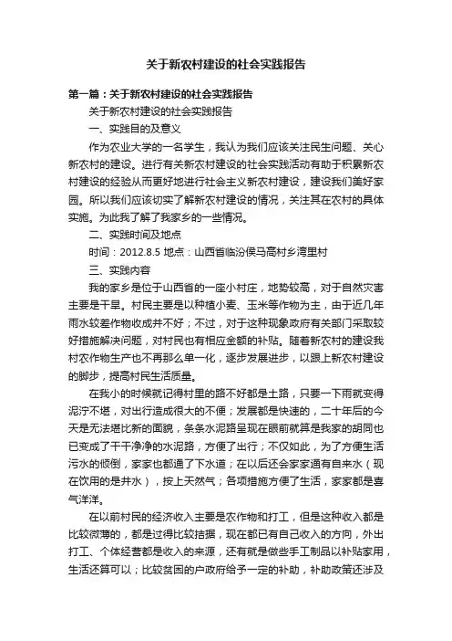 关于新农村建设的社会实践报告