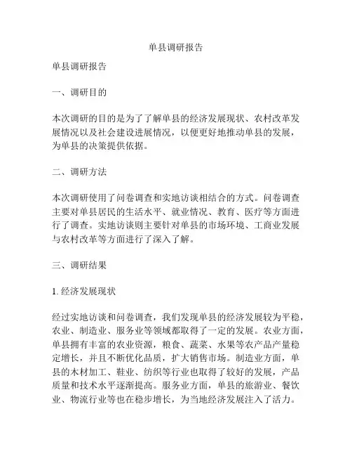 单县调研报告