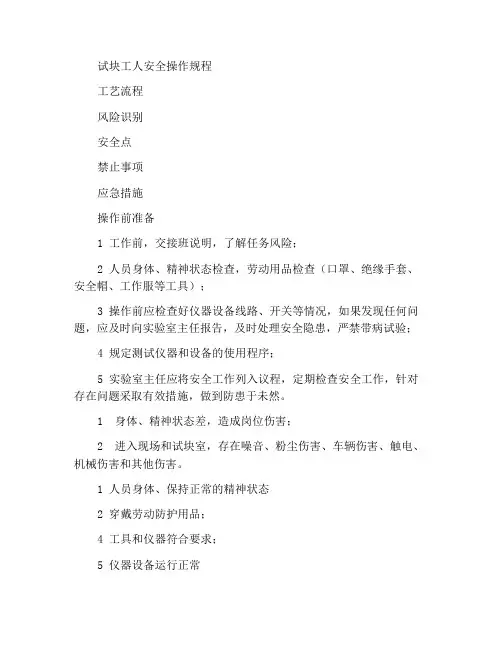 试块工安全操作规程