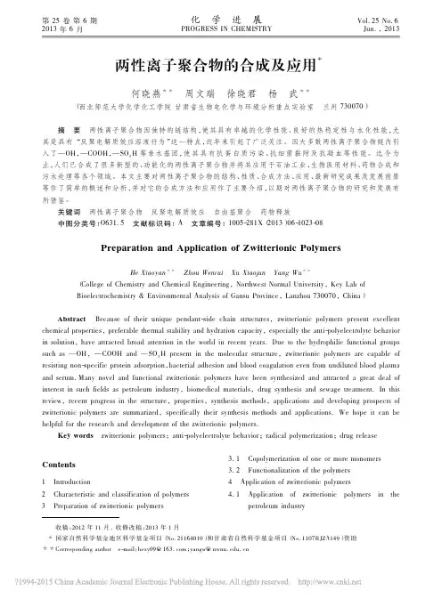 两性离子聚合物的合成及应用_何晓燕