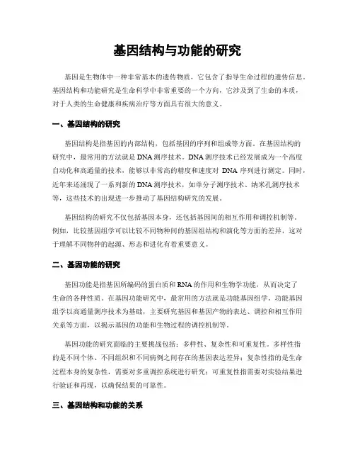基因结构与功能的研究
