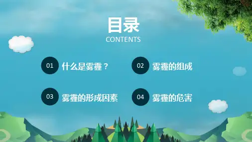 蓝色简约空气污染雾霾治理宣传PPT模板课件