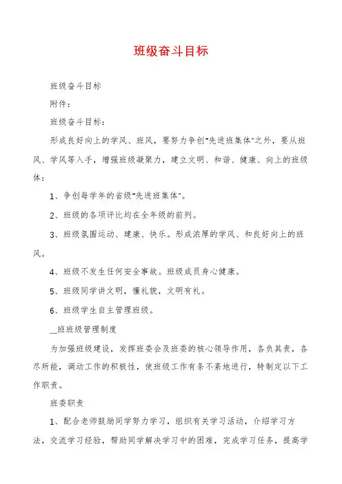 班级奋斗目标