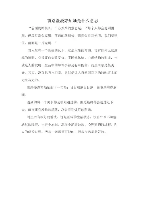 前路漫漫亦灿灿是什么意思