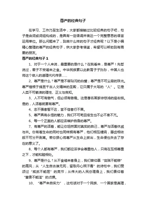 有关尊严的经典句子（精选270句）