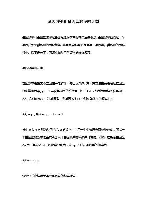 基因频率和基因型频率的计算