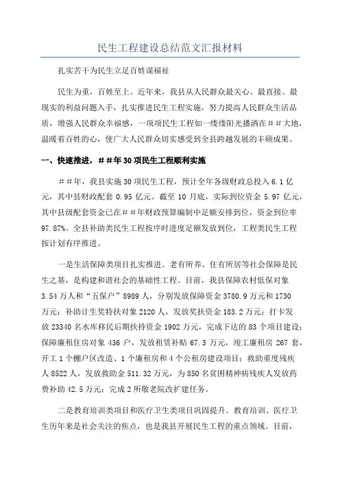 民生工程建设总结范文汇报材料