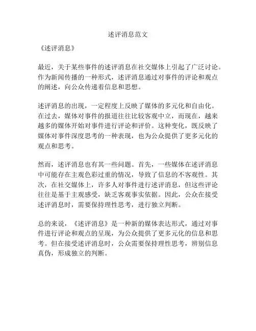 述评消息范文