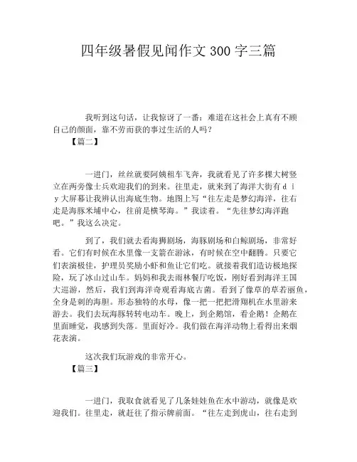 四年级暑假见闻作文300字三篇