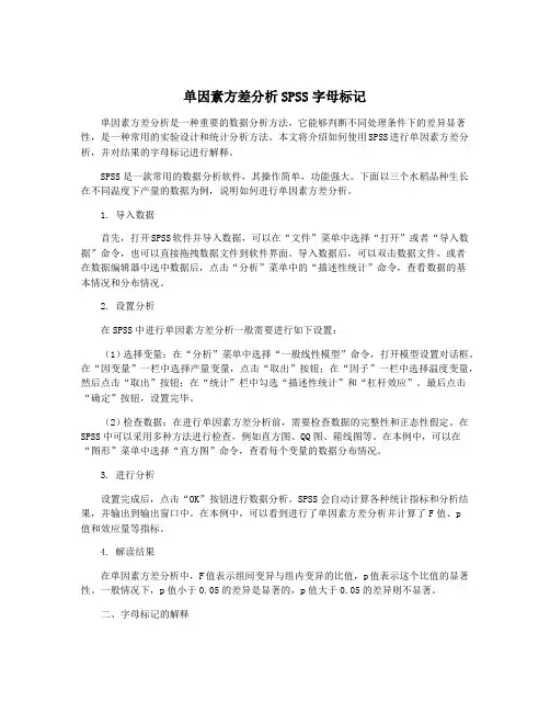 单因素方差分析SPSS字母标记