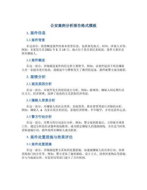 公安案例分析报告格式模板