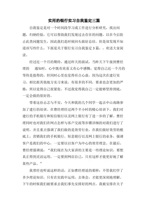 实用的银行实习自我鉴定三篇.doc