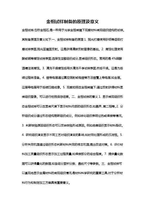 金相试样制备的原理及意义