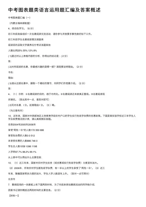 中考图表题类语言运用题汇编及答案概述
