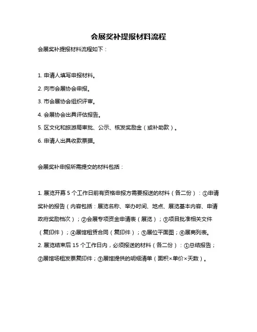 会展奖补提报材料流程