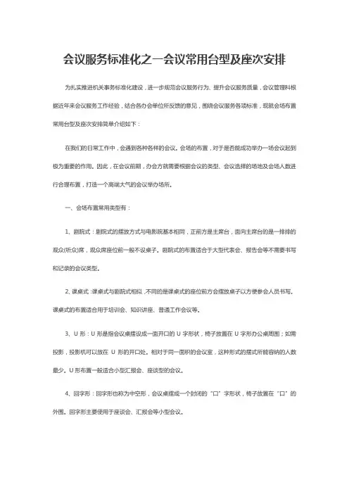 会议服务标准化之一会议常用台型及座次安排