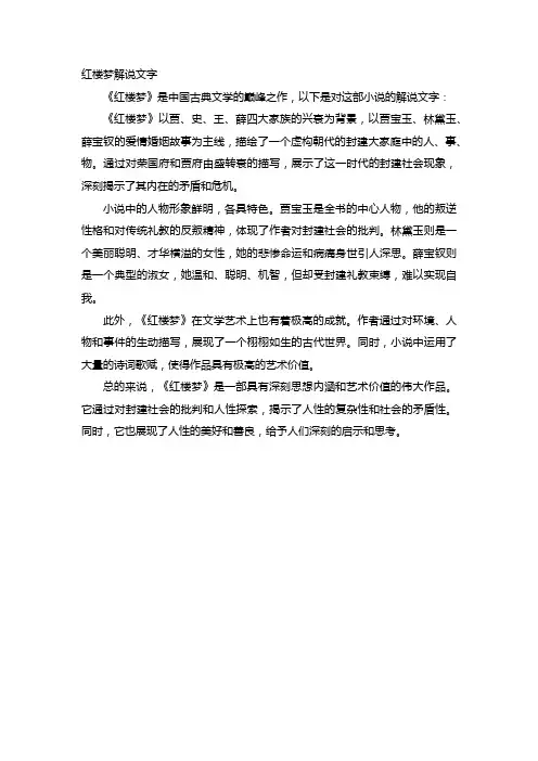 红楼梦解说文字