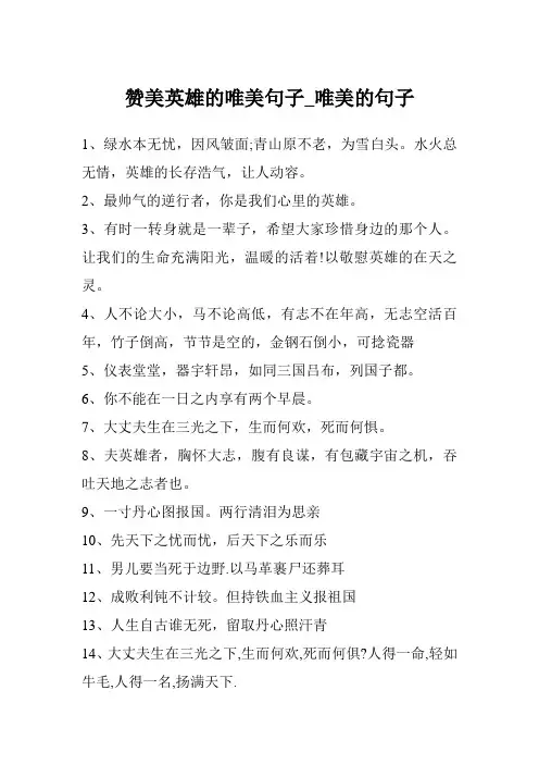 赞美英雄的唯美句子_唯美的句子