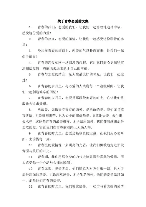 关于青春恋爱的文案