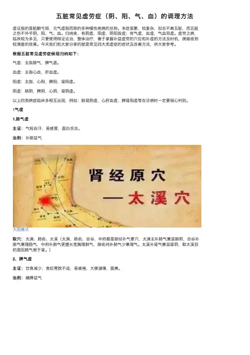 五脏常见虚劳症（阴、阳、气、血）的调理方法