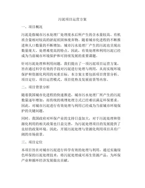 污泥项目运营方案