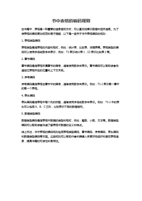 书中表格的编码规则