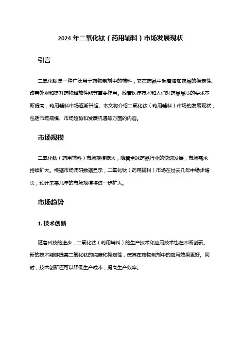 2024年二氧化钛(药用辅料)市场发展现状
