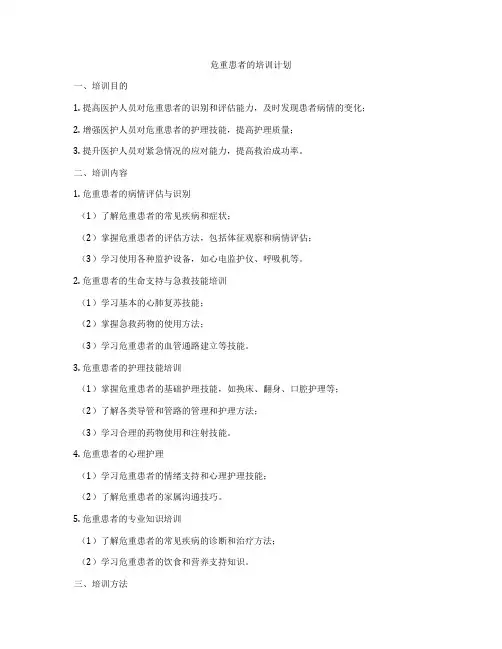 危重患者的培训计划