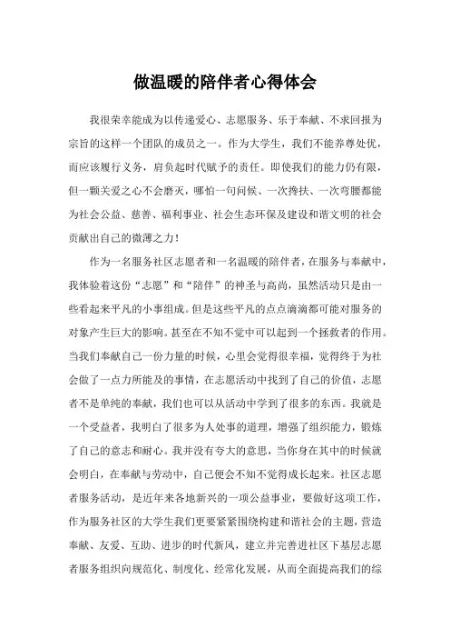 做温暖的陪伴者心得体会