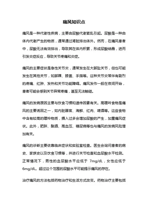 痛风知识点