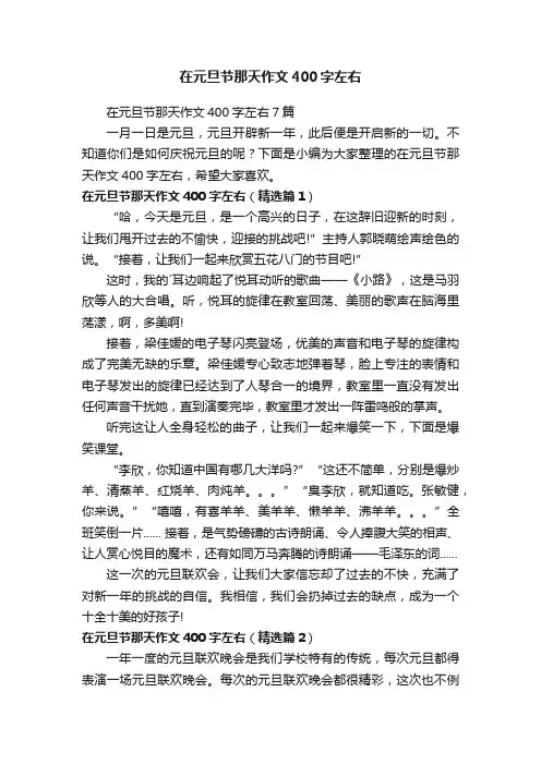 在元旦节那天作文400字左右
