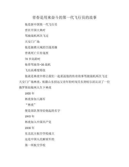青春是用来奋斗的第一代飞行员的故事