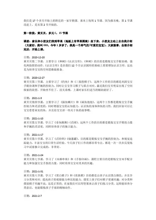 蒙氏早教内容 分享