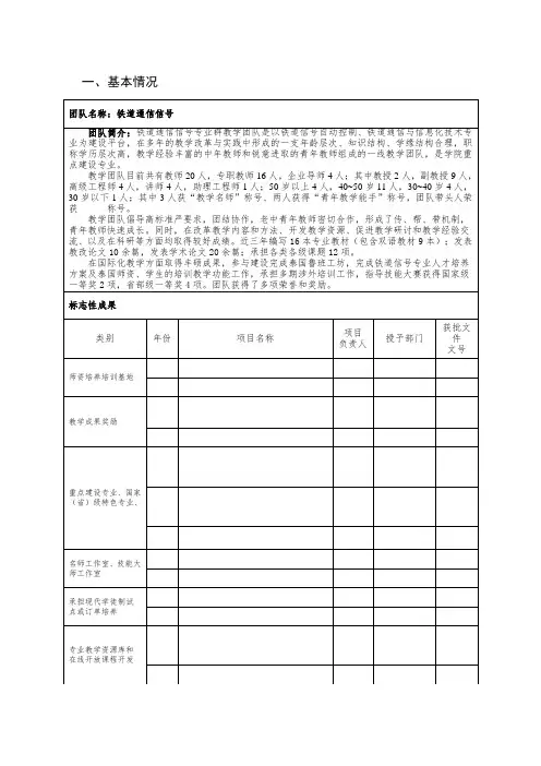 全国教师教学创新团队申报书(范例)