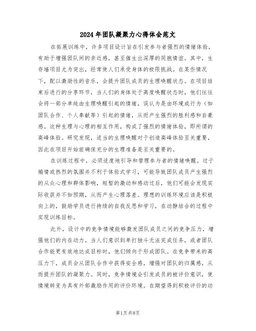 2024年团队凝聚力心得体会范文（五篇）