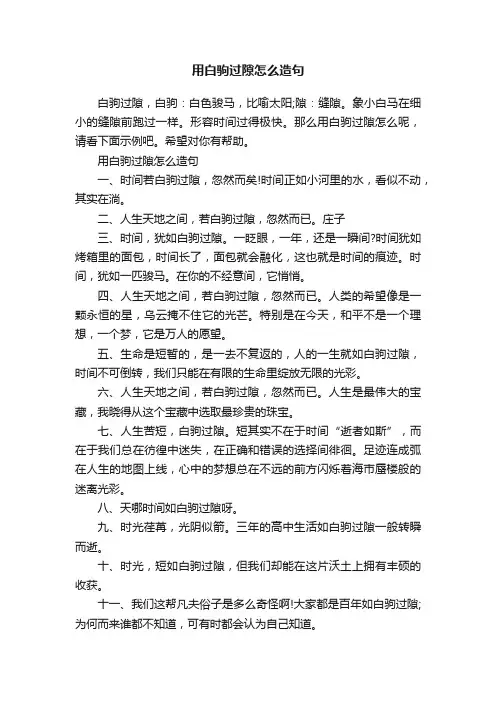 用白驹过隙怎么造句