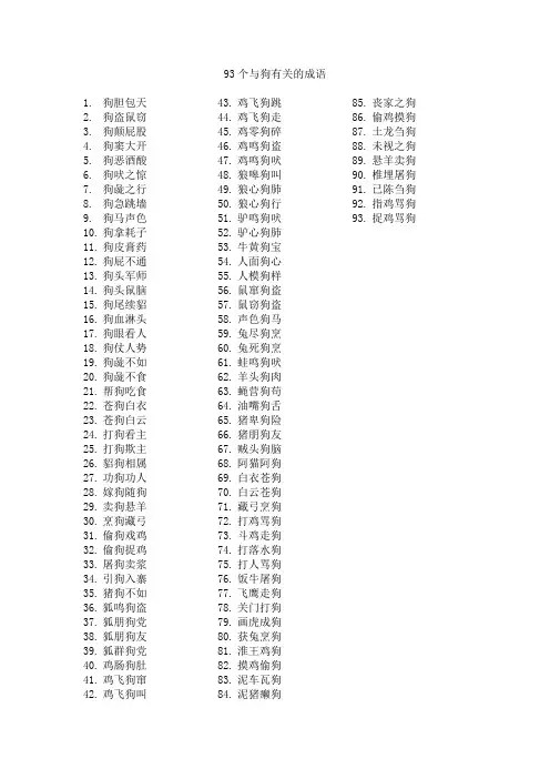 93个与狗有关的成语