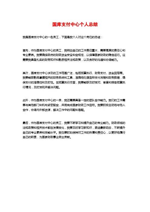 国库支付中心个人总结