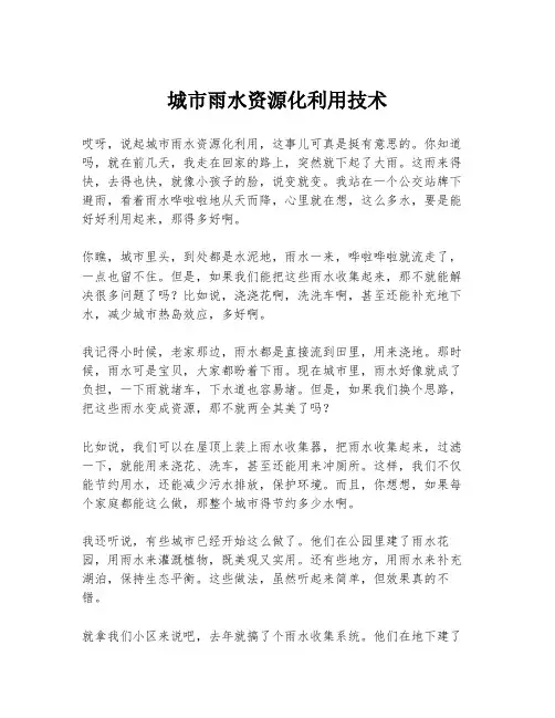 城市雨水资源化利用技术
