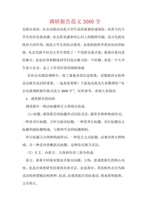 调研报告范文3000字