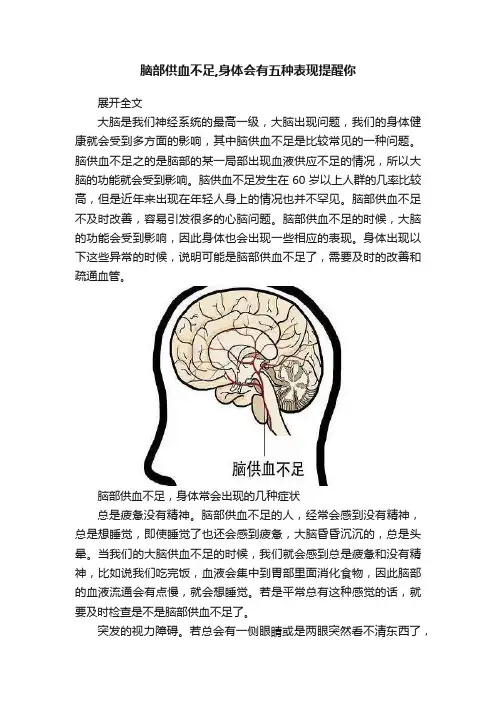脑部供血不足,身体会有五种表现提醒你