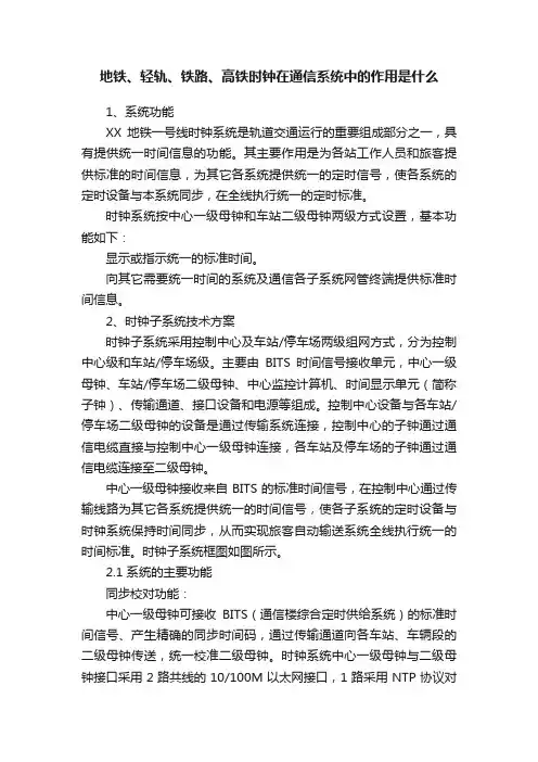 地铁、轻轨、铁路、高铁时钟在通信系统中的作用是什么