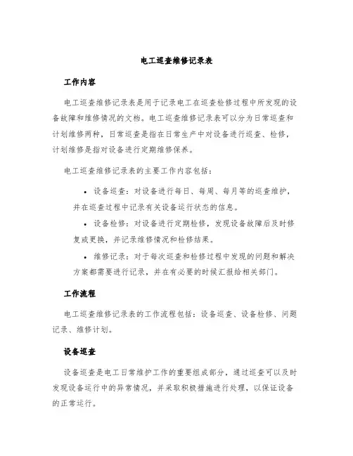电工巡查维修记录表