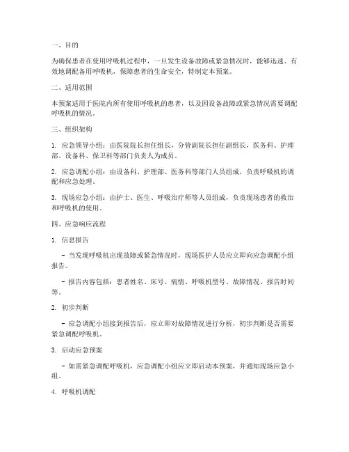 呼吸机紧急调配应急预案