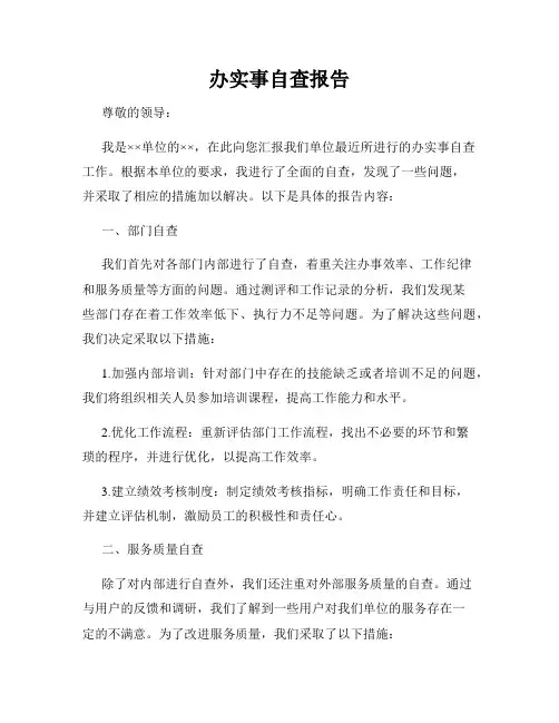办实事自查报告