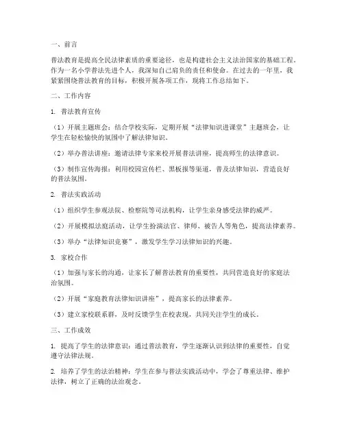 小学普法先进个人工作总结